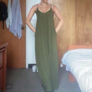 Army Green Floor Length Casual Sundress Size Small